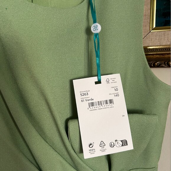 Chic green crêpe jumpsuit for girls by Abel & Lula size 10- - Picture 7 of 9